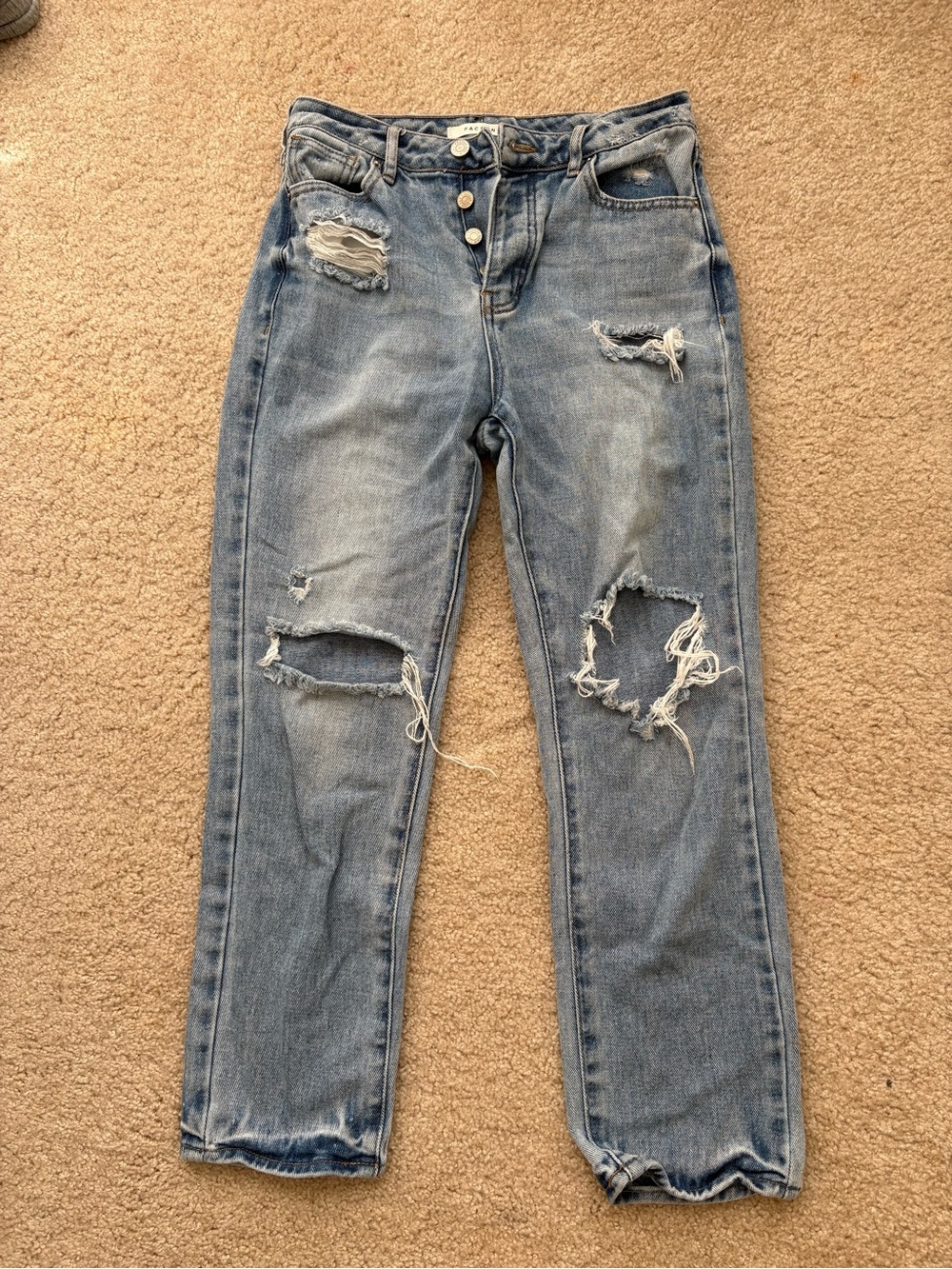 PacSun Women's Distressed Light Blue Mom Jeans
